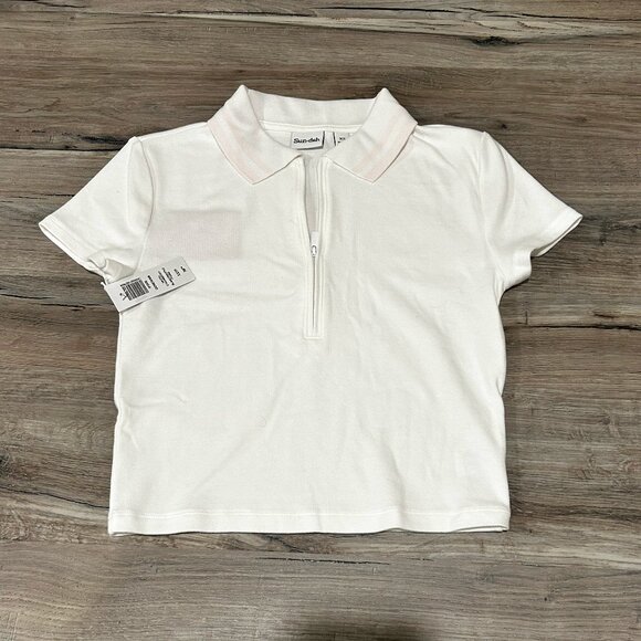 Aritzia Sunday Best Donovan White/Strawberry Polo-shirts - Picture 1 of 3